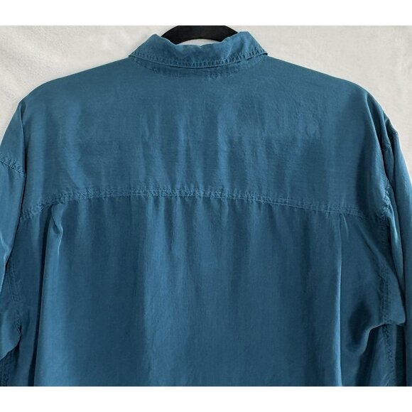 EUROPEAN CONCEPTS Men Silk Top Long Sleeve Button Front Sz L Green Luxury 8-15 - Picture 4 of 11